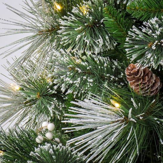 7.5ft. Pre-Lit Frosted Bryson Pine Artificial Christmas Tree, Warm White LED Lights